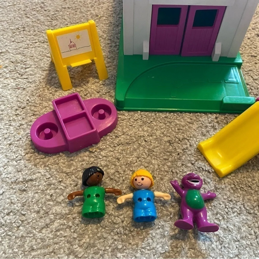 Vintage Barney School House Lyons Group W/ Accessories & People Characters Slide